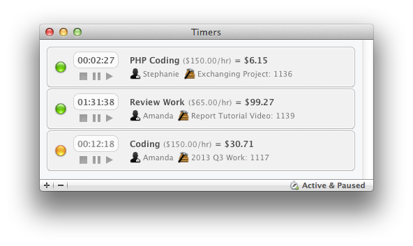 Timers — start a running timer from anywhere