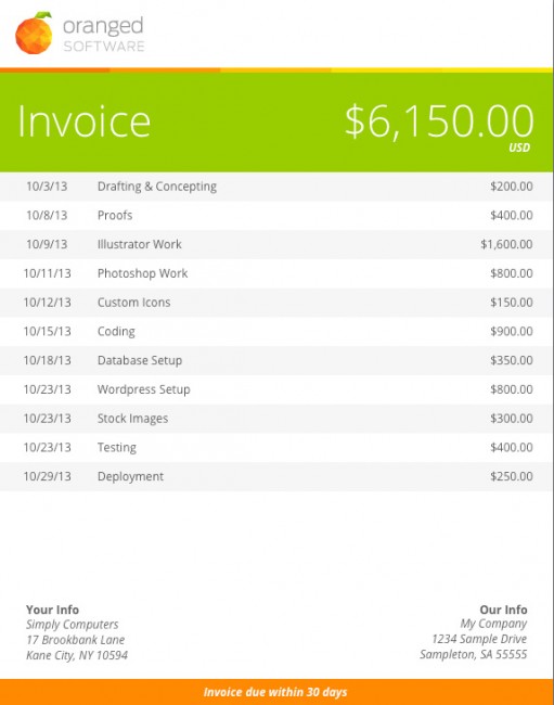 A branded Studiometry invoice